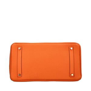 Clemence Birkin Handbag 35 Retourne Orange, view 6