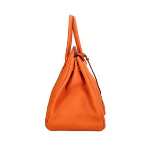 Clemence Birkin Handbag 35 Retourne Orange, view 5