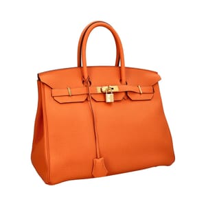 Clemence Birkin Handbag 35 Retourne Orange, view 2