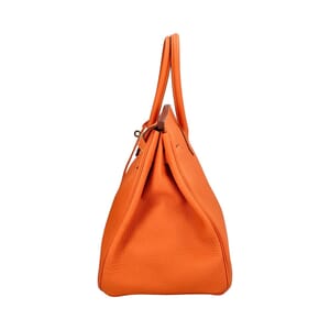 Clemence Birkin Handbag 35 Retourne Orange, view 4