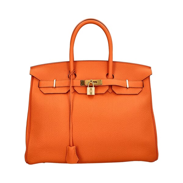 Clemence Birkin Handbag 35 Retourne Orange