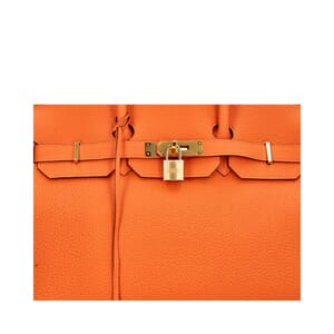 Clemence Birkin Handbag 35 Retourne Orange, view 8