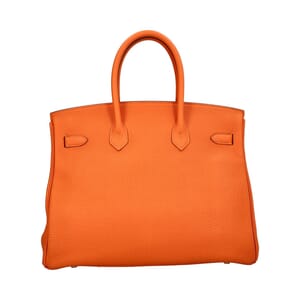 Clemence Birkin Handbag 35 Retourne Orange, view 3