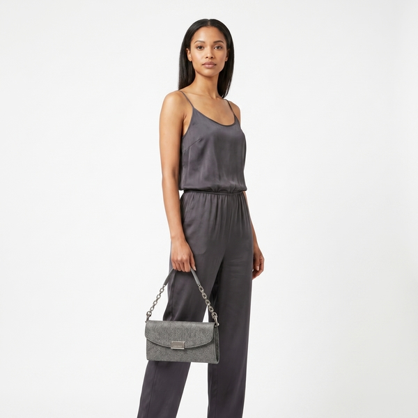 Lame Riane Clutch Bag Silver