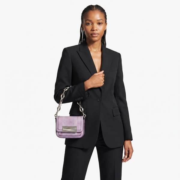 Python Diamond Crossbody Bag Purple