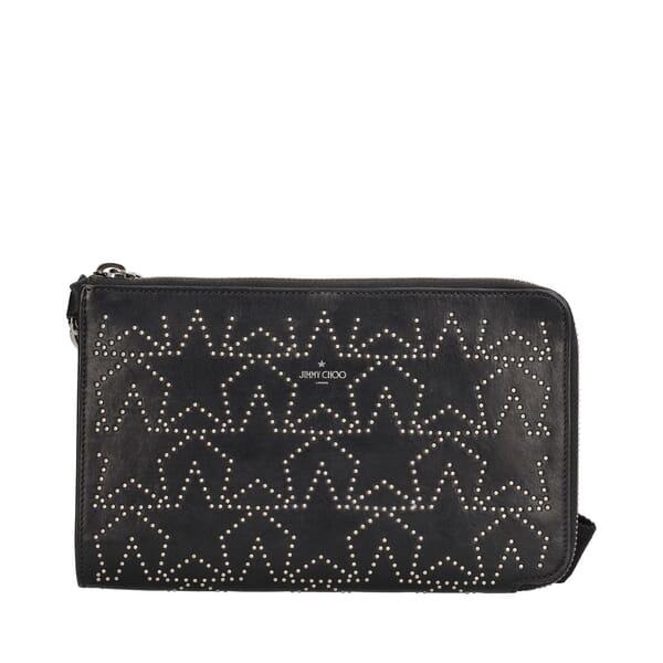 Leather Klei Star Studded Pouch Black