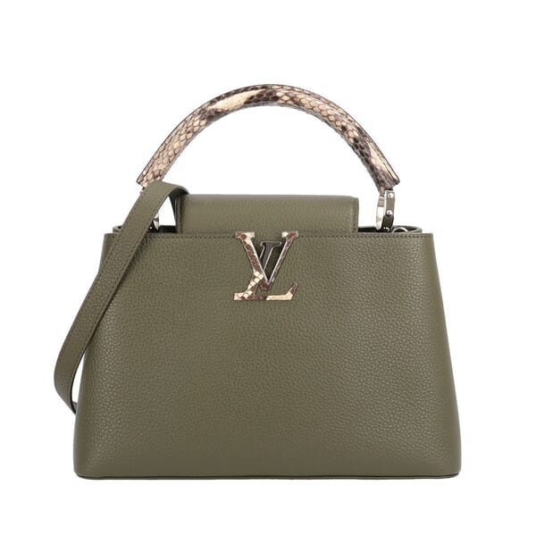 Taurillon/Snake Skin Capucines MM Khaki