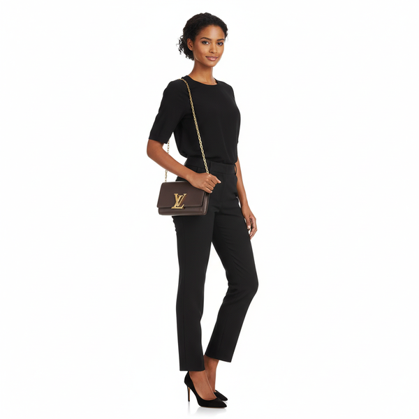 Leather Chain Louise Clutch Prune