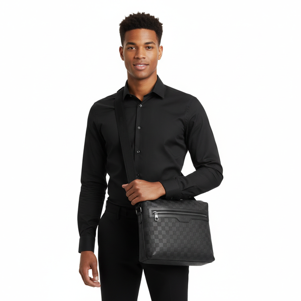 Fusion Damier Infini Porte Documents Voyage Black