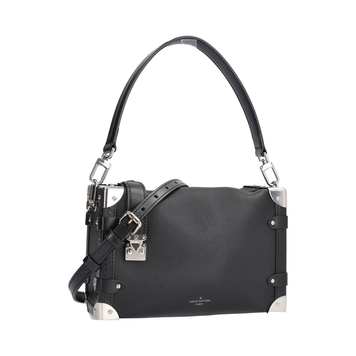 LOUIS VUITTON Leather Side Trunk MM Black | Luxity