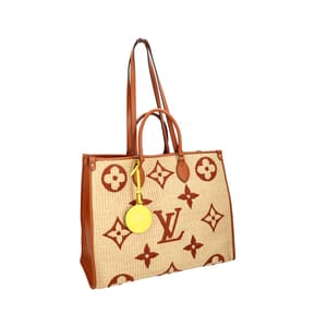 Raffia Monogram OnTheGo Tote MM Tan, view 5
