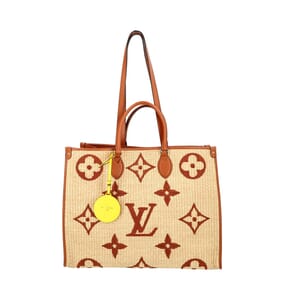 Raffia Monogram OnTheGo Tote MM Tan, view 4