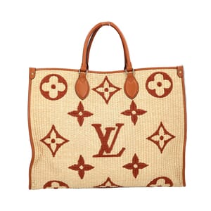 Raffia Monogram OnTheGo Tote MM Tan, view 3