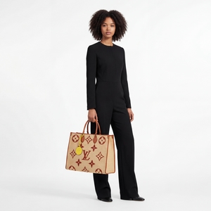 Raffia Monogram OnTheGo Tote MM Tan, view 10