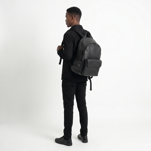 Leather LV Aerogram Takeoff Backpack Black