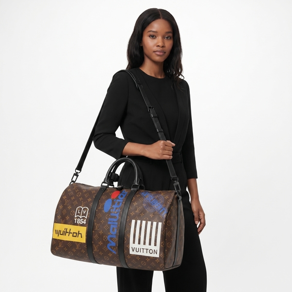 Monogram Macassar Logo Story Keepall Bandouliere 50
