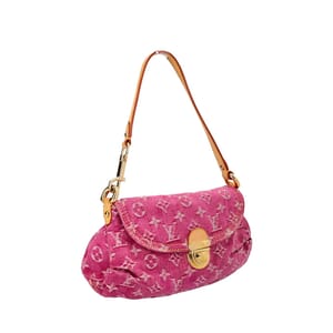 Denim Monogram Mini Pleaty Fuschia, view 2