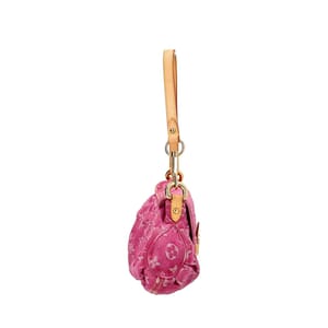 Denim Monogram Mini Pleaty Fuschia, view 5