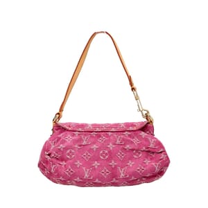 Denim Monogram Mini Pleaty Fuschia, view 3