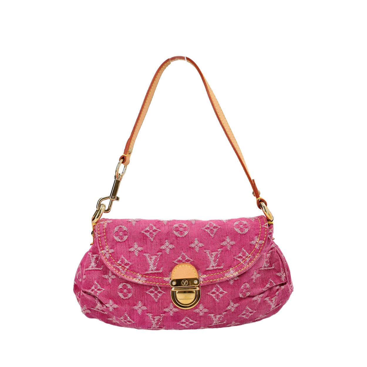 Denim Monogram Mini Pleaty Fuschia