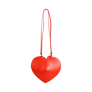 Leather Le Coeur Crossbody Bag Red, view 3