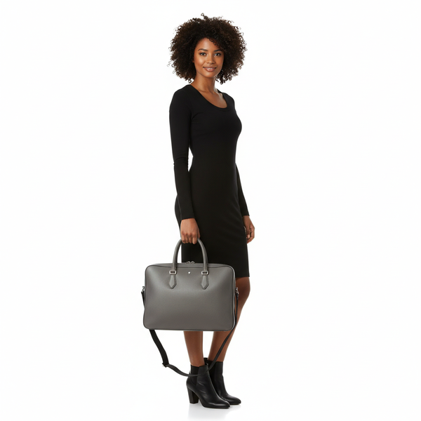 Leather Sartorial Document Case Grey