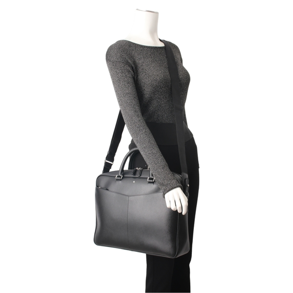 Leather Sartorial Large Document Case Black