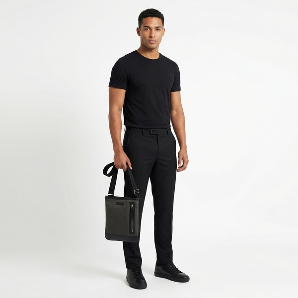 Canvas/Leather Meisterstuck Crossbody Bag Black/Grey