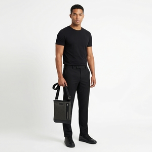 Canvas/Leather Meisterstuck Crossbody Bag Black/Grey, view 2