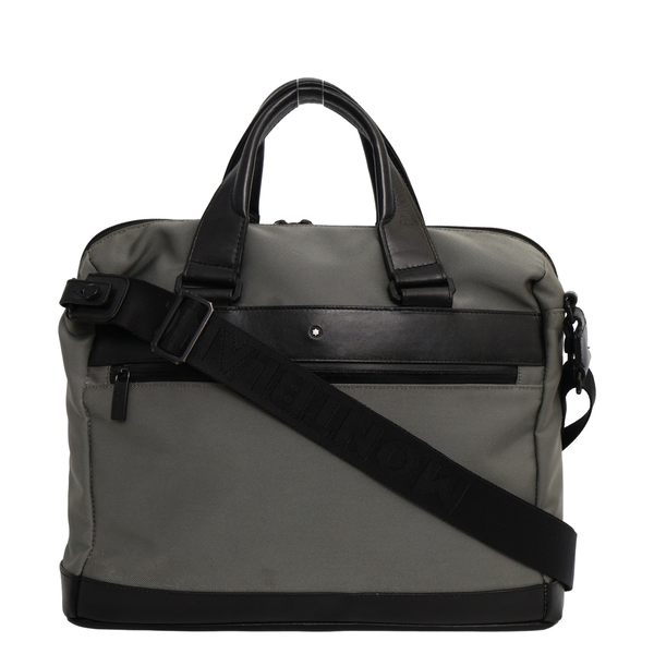 Nylon/Leather Nightflight Laptop Bag Black/Grey