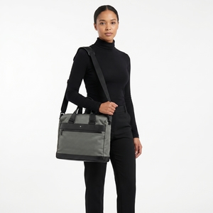 Nylon/Leather Nightflight Laptop Bag Black/Grey, view 9