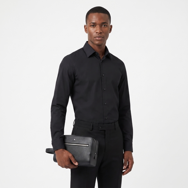 Saffiano Leather Sartorial Wash Bag Black