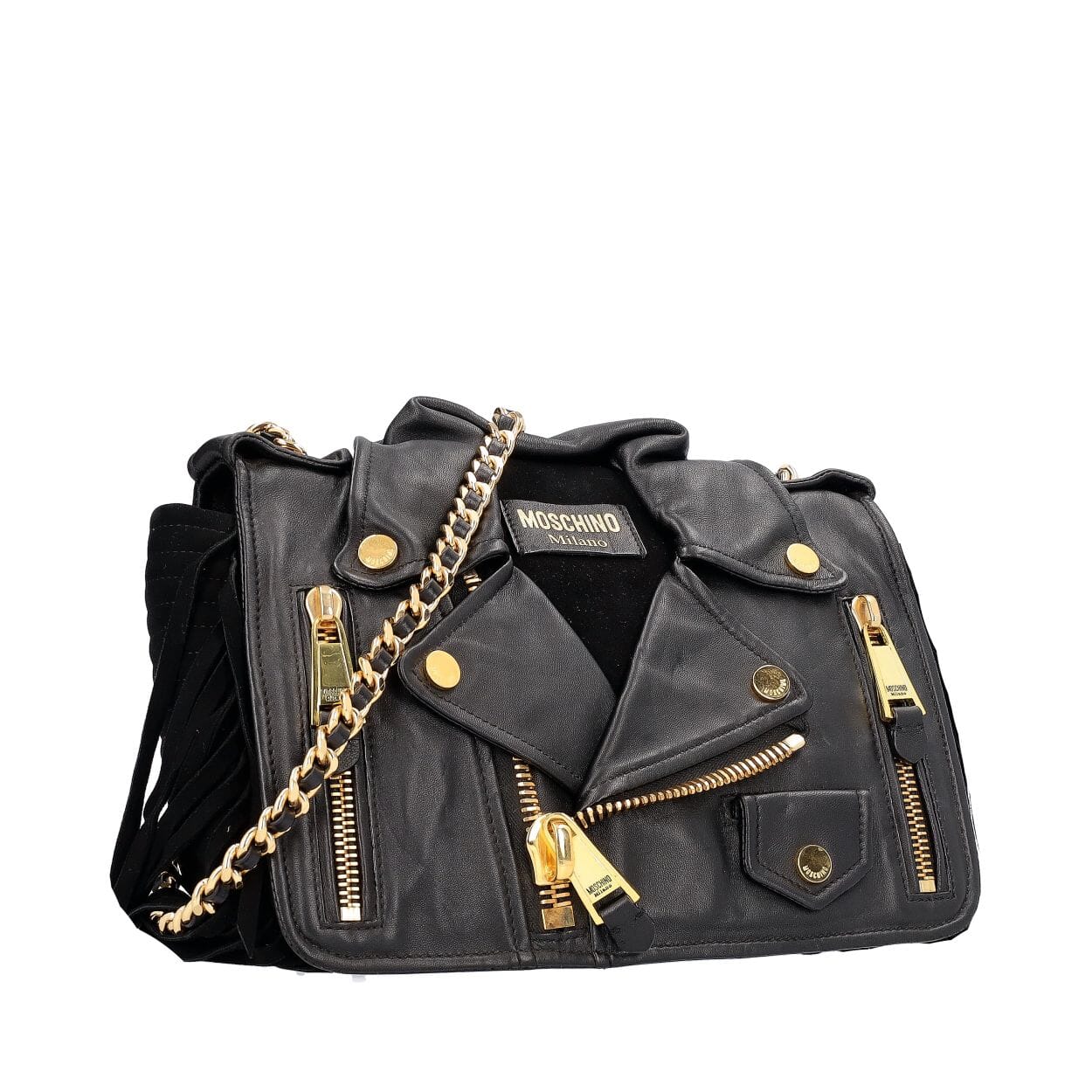 MOSCHINO SUEDE LEATHER HANDBAG モスキーノ スエード レザー MOSCHINO Leather/Suede Biker Bag Black | Luxity