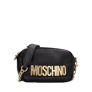 Leather Logo Camera Bag Black