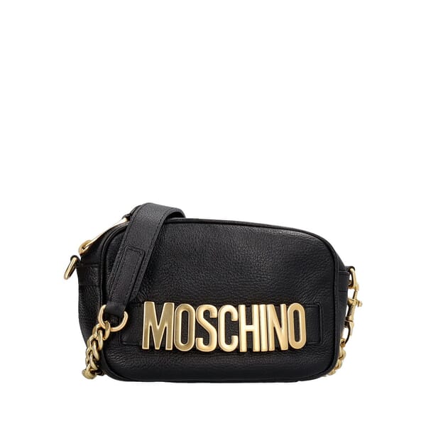 Leather Logo Camera Bag Black