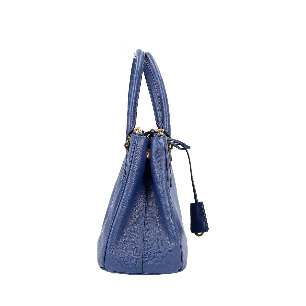 PRADA Saffiano Double Zip Small Tote Blue | Luxity