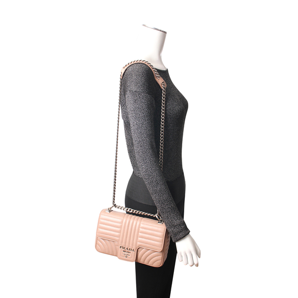 Leather Diagramme Medium Shoulder Bag Nude
