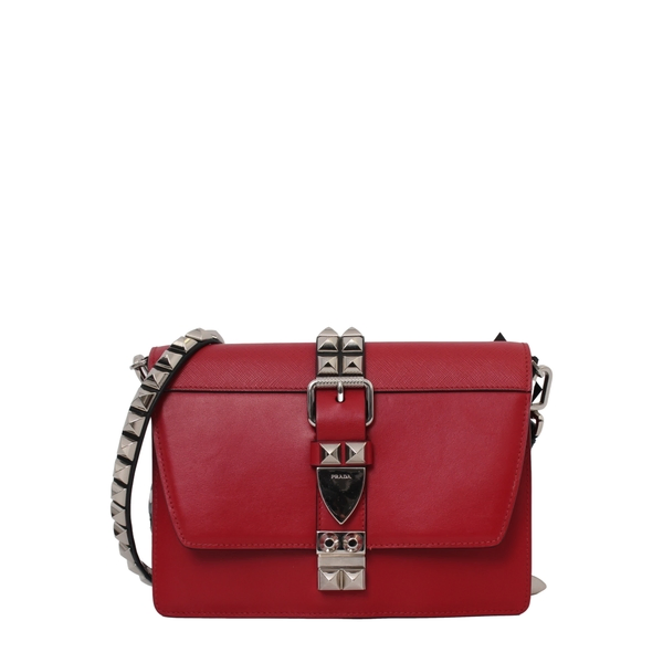 Calf/Saffiano Studded Elektra Crossbody Bag Red/Black