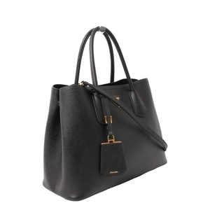 PRADA Saffiano Medium Double Handle Tote Black | Luxity