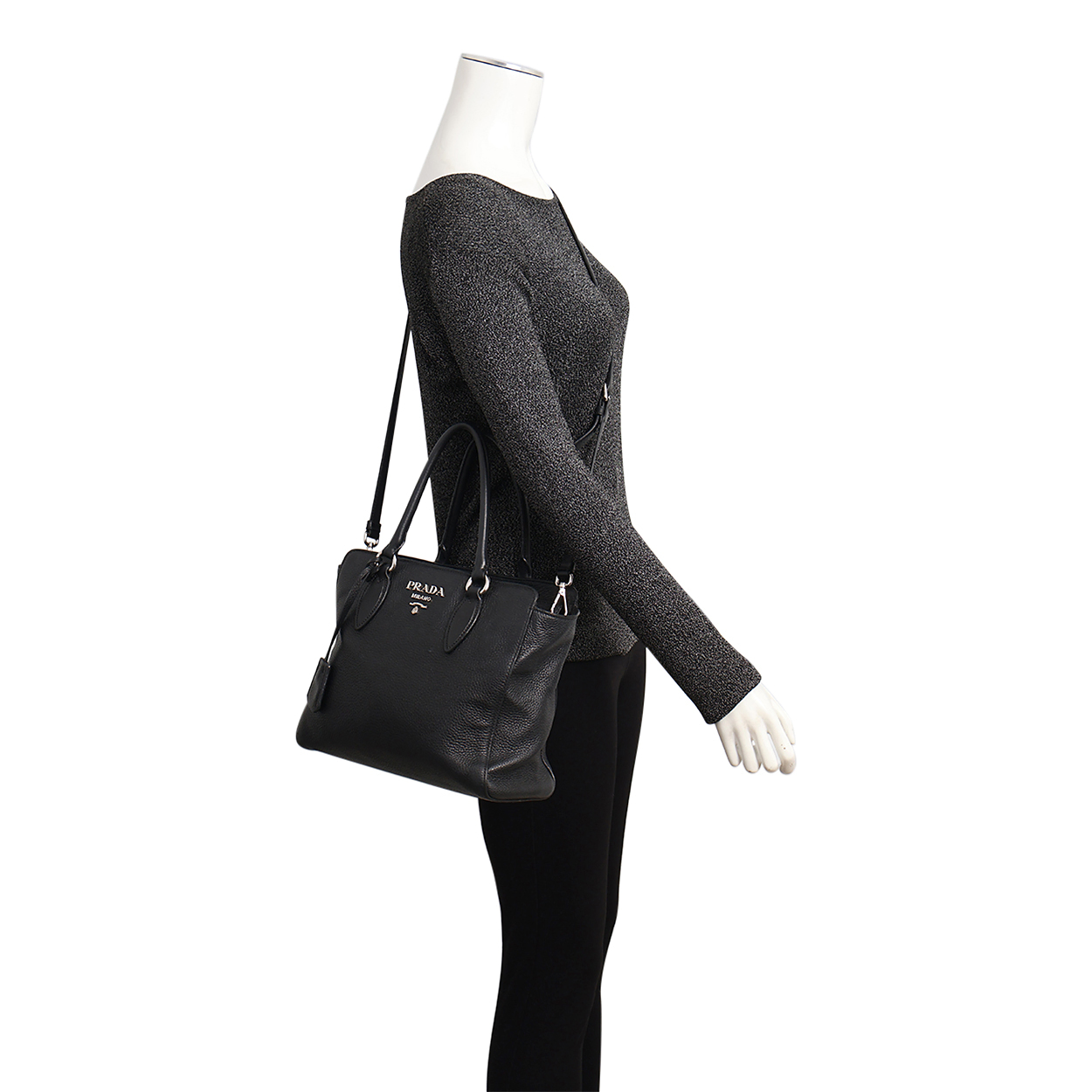 PRADA Leather Vitello Phenix Tote Black | Luxity