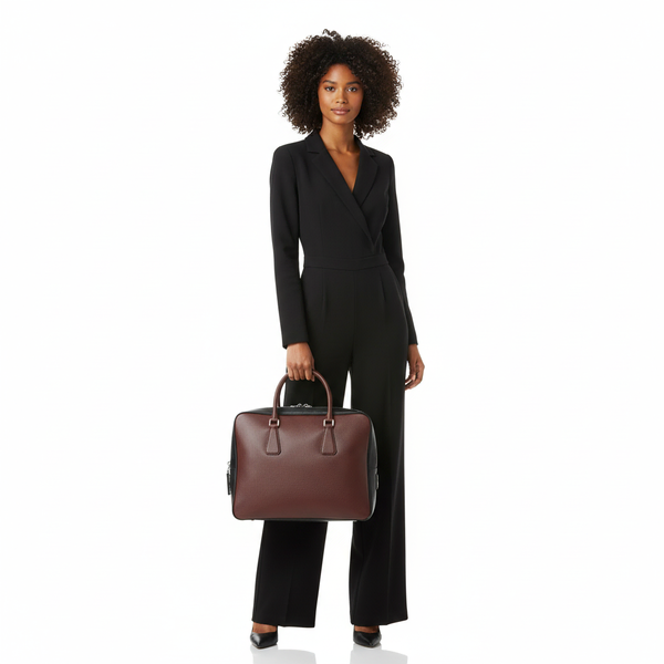 Vintage Saffiano Briefcase Burgundy/Black