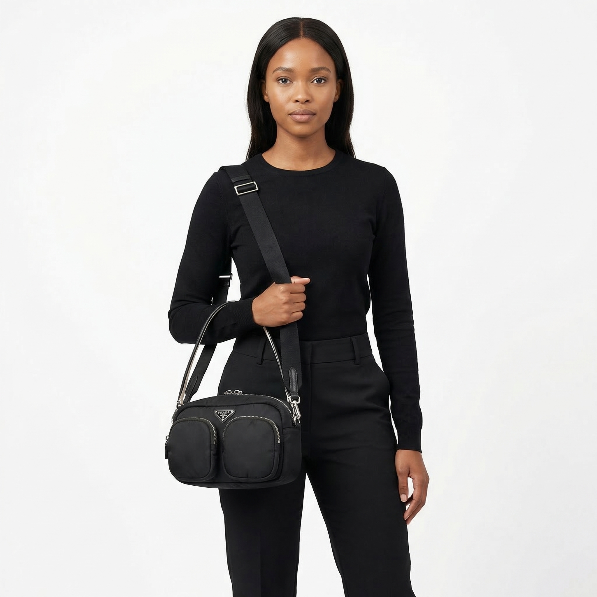 PRADA Tessuto Shoulder Bag Black | Luxity
