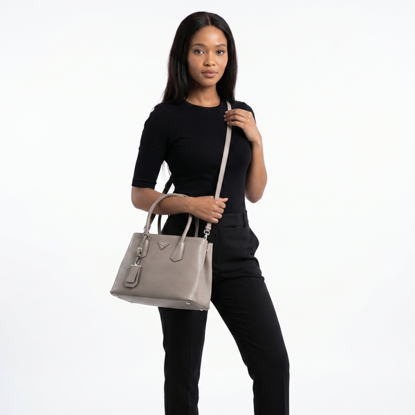 Saffiano Twin Tote Grey