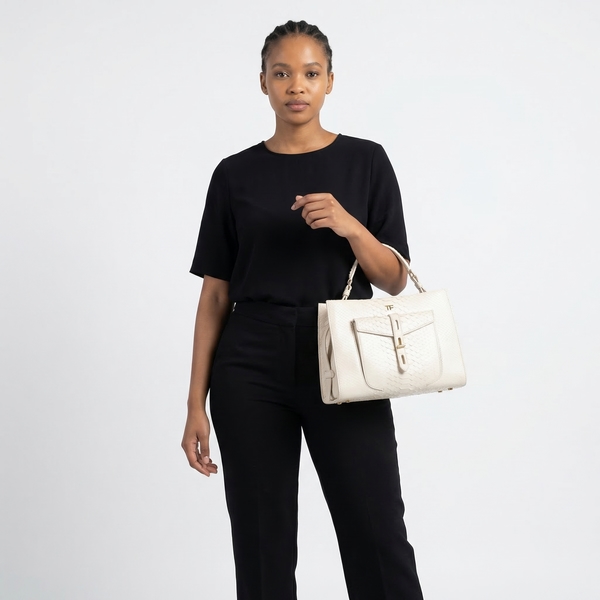 Python Hollywood Twist Tote Ivory