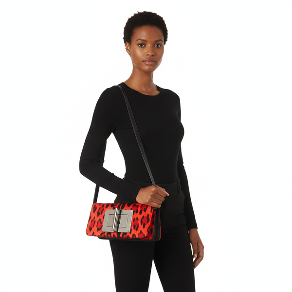 Velvet Natalia Clutch Red Leopard Print