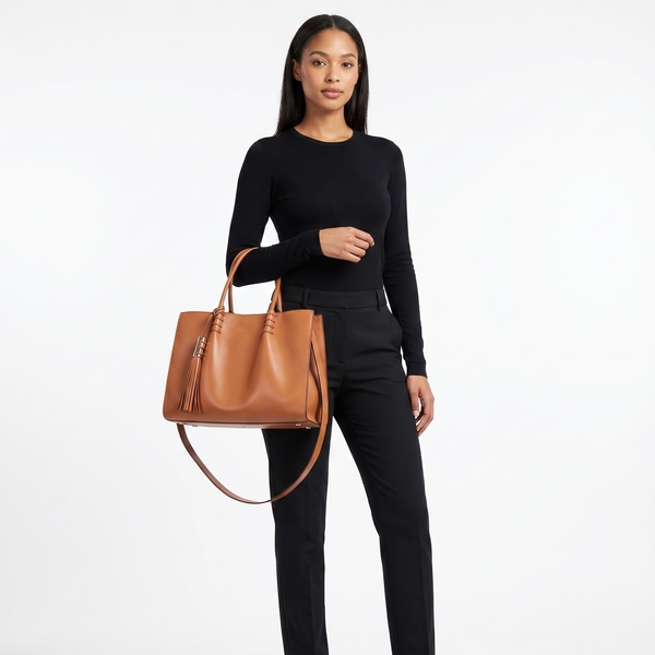 Leather Lady Moc Tote Tan