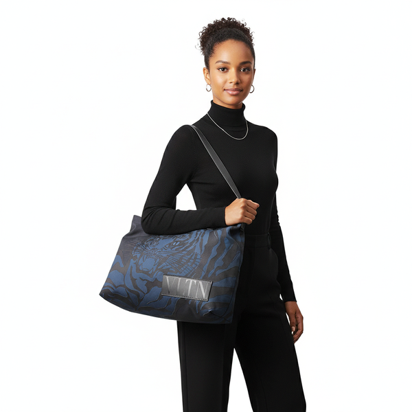 Canvas Tiger Tote Black/Blue