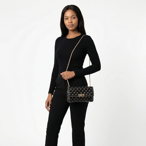 Patent Rockstud Chain Wallet Black, view 8
