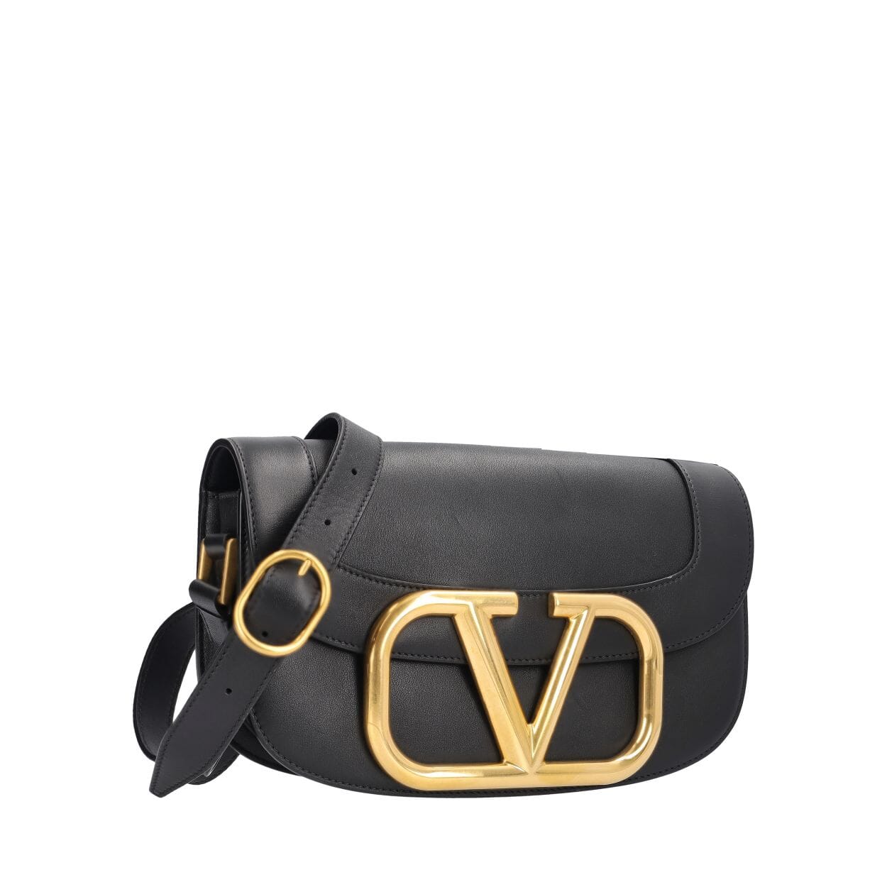 VALENTINO Leather Supervee Small Shoulder Bag Black | Luxity