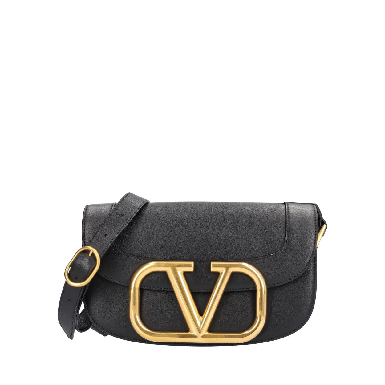 VALENTINO Leather Supervee Small Shoulder Bag Black | Luxity